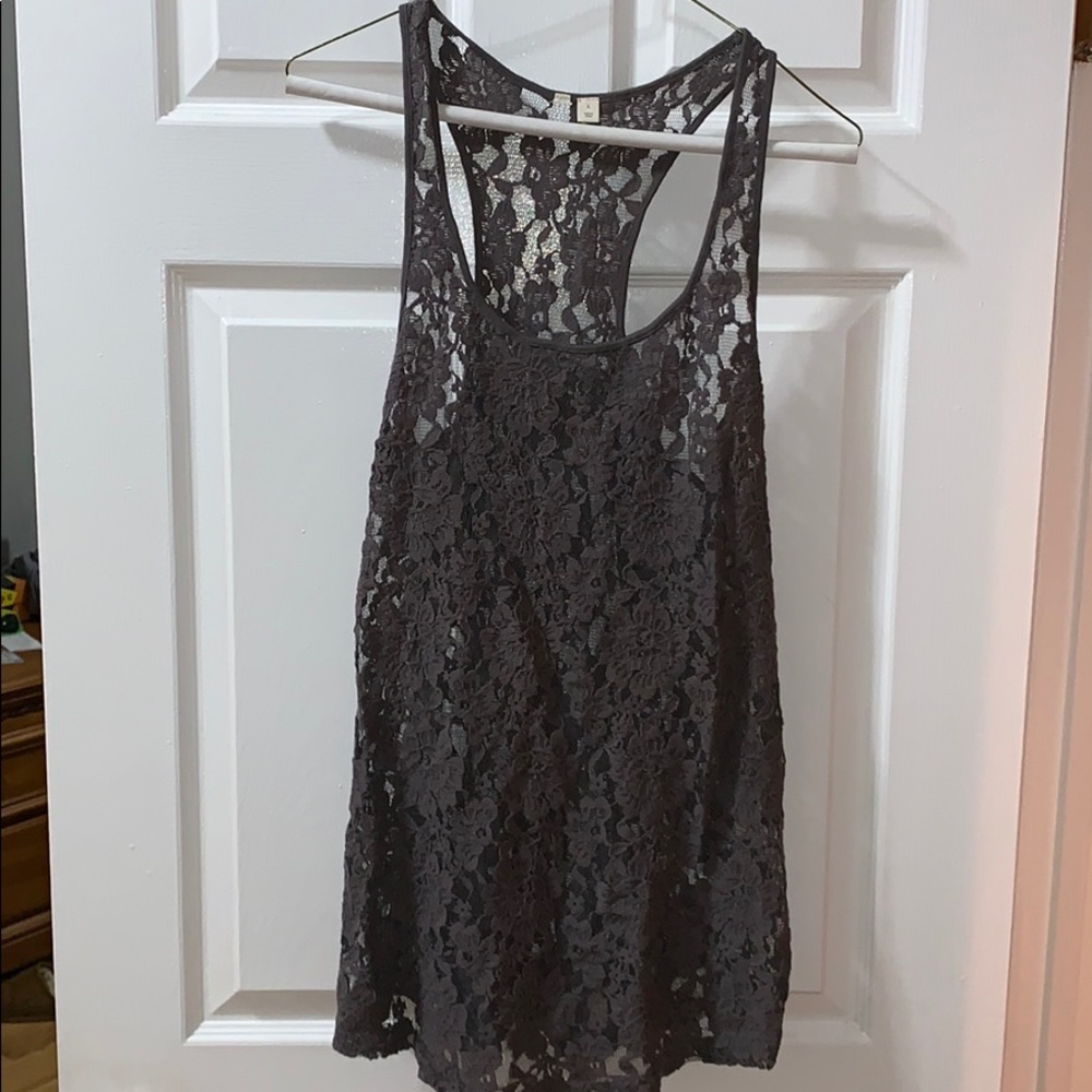 Razorback, gray lace tank top